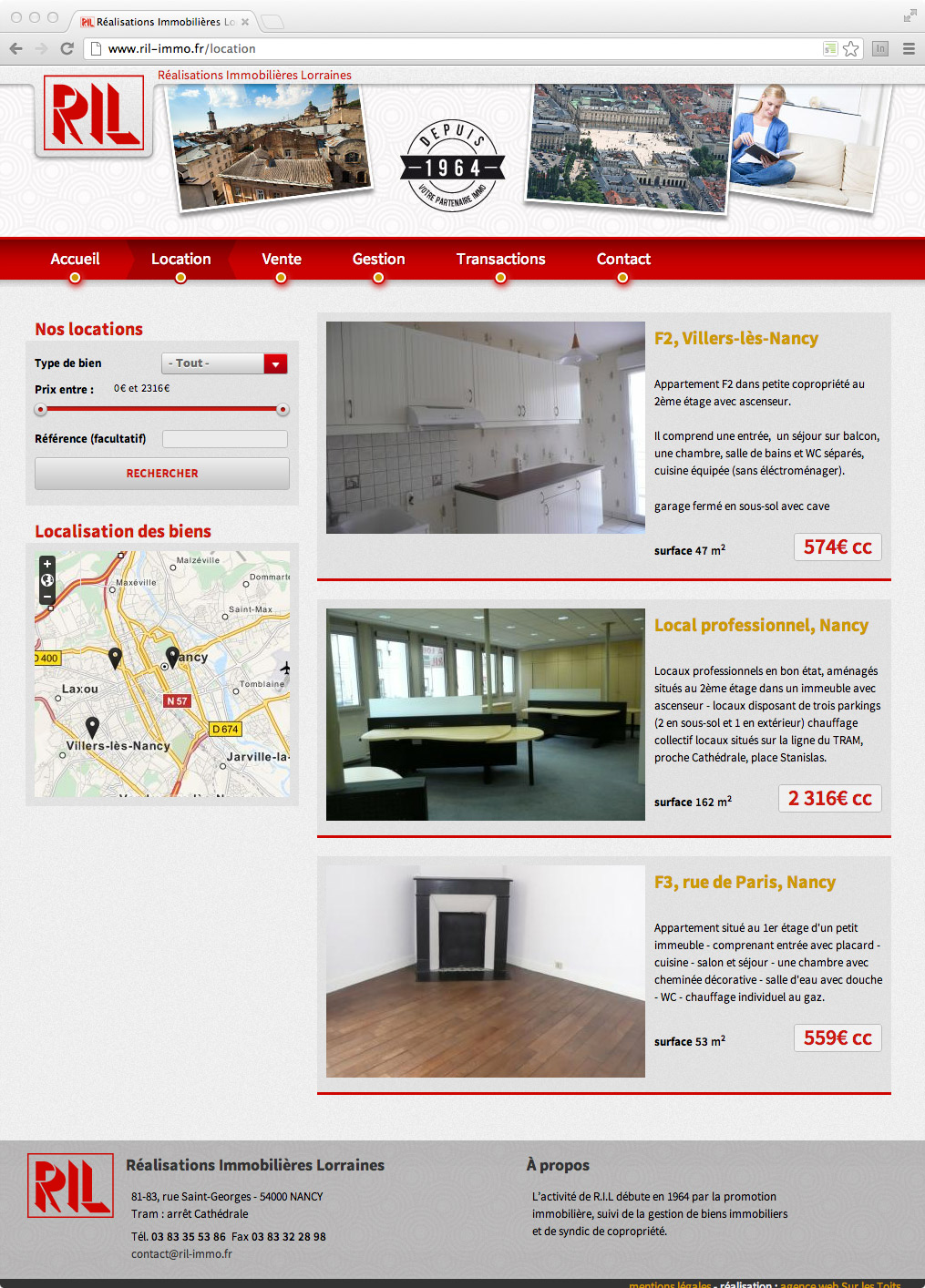 site web de l'agence immobilière RIL
